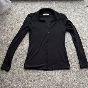 Women's Black Button-Up Top